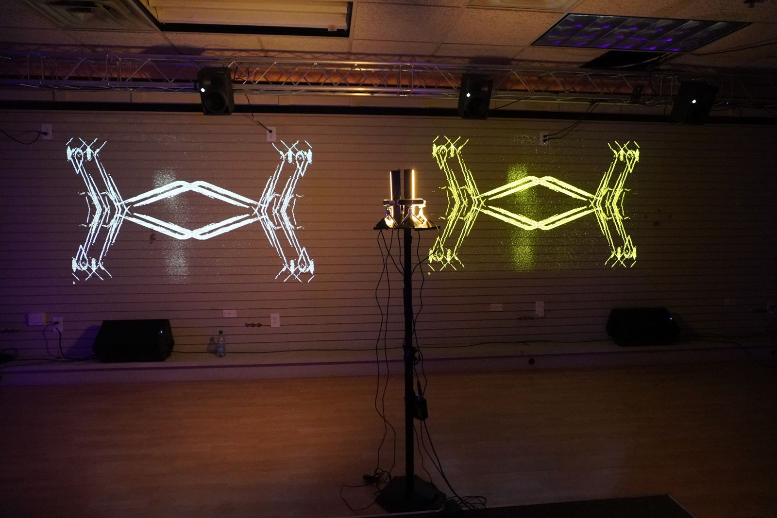 Interactive visuals in the second-floor room.